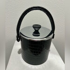 Vintage! Black Faux Leather Ice Bucket